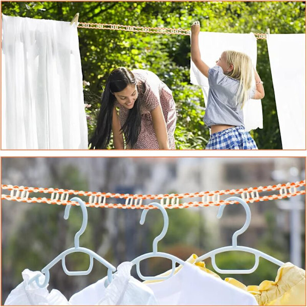 5M Anti-Slip Tvättlina Utomhus Bärbar Klädstreck Camping Orange