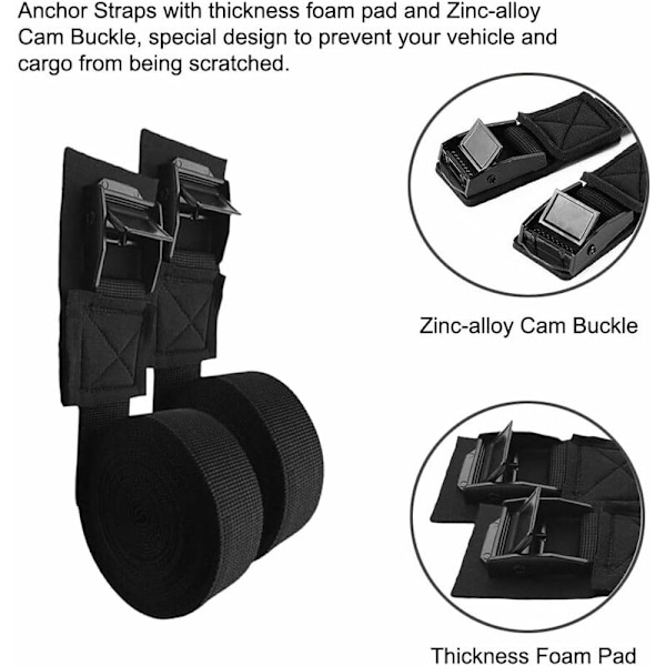 Spännband, 2 st 4,5 m/14,76 fot Spännband för takräcke, Spännband med spännspärr för kajak surfbräda lastcykel