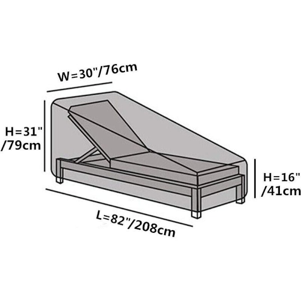 Trädgårdsmöbelöverdrag Solstolöverdrag med Ventilationshål. Vattentätt Solstolöverdrag 210D Oxfordtyg (208x76x41/79cm)