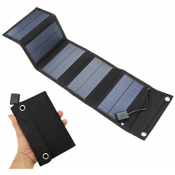 5V 15W USB Solcellsladdare Bärbar Solcell Vattentät Solcellsladdare USB Solpanel Powerbank med 5 Solcellsladdningspaneler för Hik