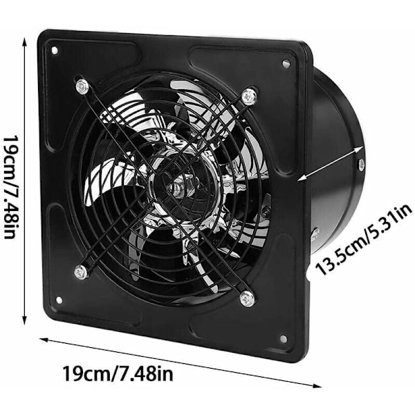 6&quot; Luftutdragare Fläkt Borrhålsdiameter 150Mm Luftutdragare 40W Väggmonterad Avluftningsfläkt för Kök Badrum (svart)