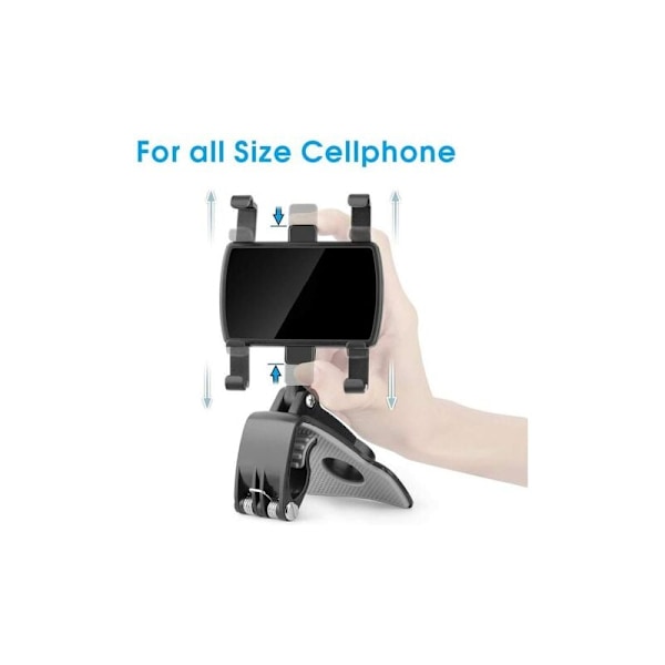 Biltelefonhållare 360 Graders Rotation Instrumentbräda Mobiltelefonhållare Biltelefonfäste för GPS och 4-7 Tums Smartphones 1st Svart