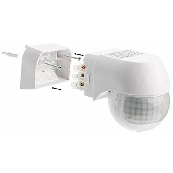 Infraröd rörelsedetektor, utomhusinstallation, räckvidd upp till 30 m, roterbar 180°