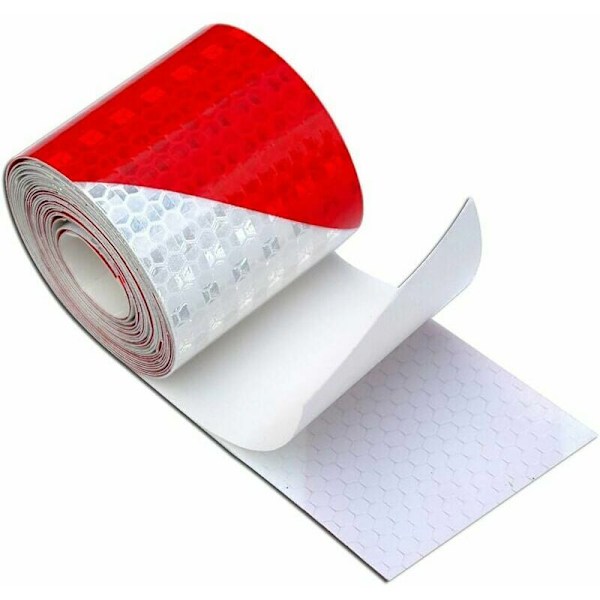Reflekterande Tejp, 2 st 3m 50mm Prismatisk Vattentät Sned Form Säkerhetsvarning Tejp Rulle Självhäftande Vinyl Säkerhetstejp Röd & Vit