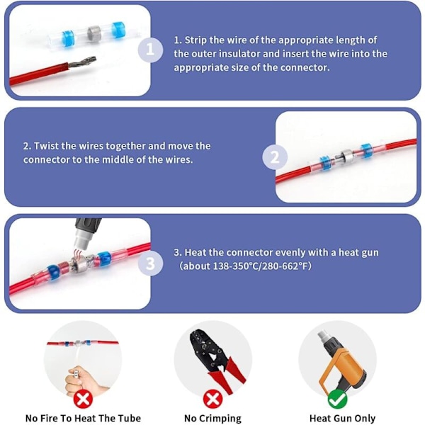 150 stycken Isolerad Lödningstätningskabelkontakt, 4 storlekar Lödningskontakt för kabeländar Värme krympslang Isolerad Vattentät Kabelterminal Lämplig för