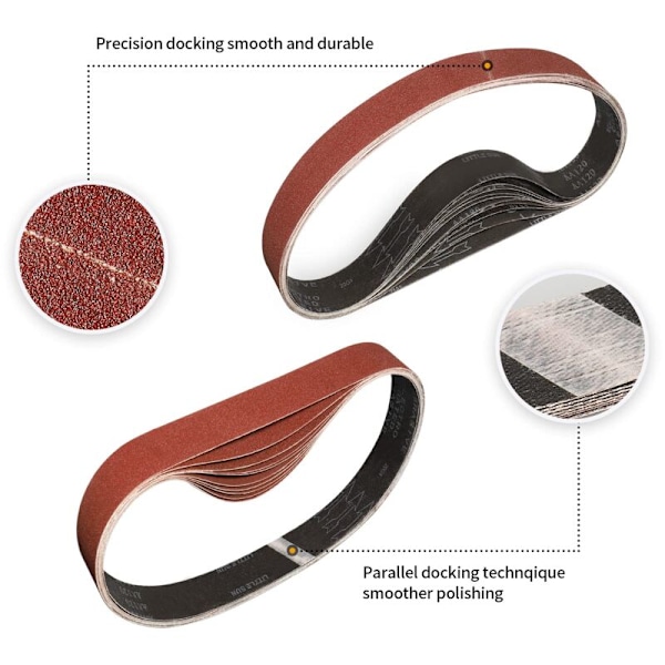 5-pack 20 x 520 mm Slippapperband, 60/80/120/240/400 Korn, för Bandslip, Perfekt för Trä och Färg (25 stycken)