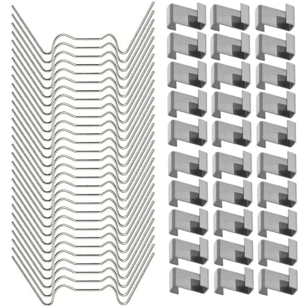 100 st Greenhouse-klämmor för Glas, Rostfritt Stål Växthusfönsterklämmor Glasfönsterfästklämmor