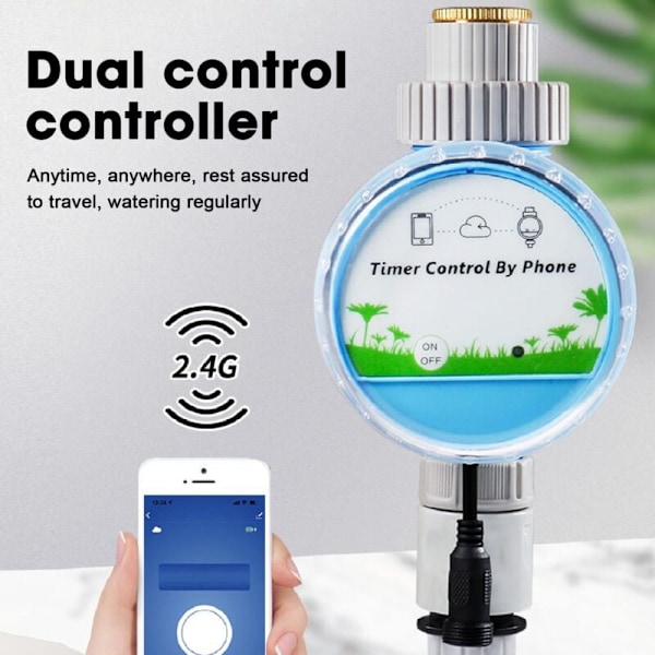 Dpofirs WiFi Bevattningstimer Trädgårdsvattnare, Smart Trådlös Slangkran Timer, Automatisk Återställning APP Fjärrkontroll via WiFi eller Bluetooth
