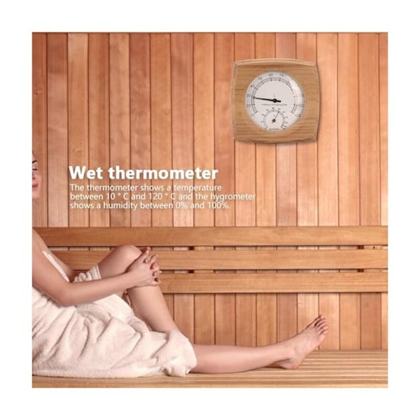 2-i-1 Trä Termometer Hygrometer Hammam Sauna Fahrenheit Tillbehör