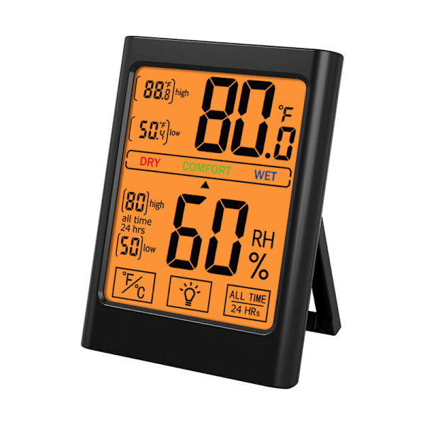 Inomhustemperatur och hygrometer hushålls termometer hygrometer pekskärm bakgrundsbelysning magnetisk sugning stor skärm trådlös väderstation eng