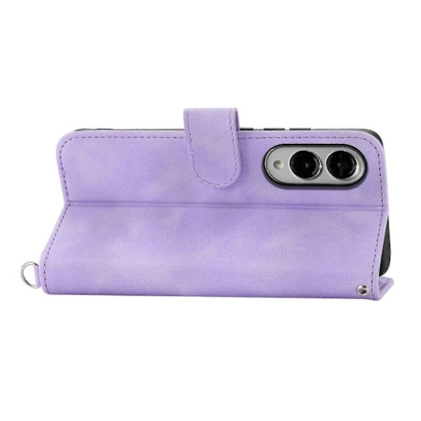 Blomstermønstret PU læder Wallet telefoncover med rem til Samsung Galaxy S25 Edge