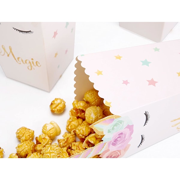 12 st Unicorn Popcornlådor, Barnkalas Papp Kartong Godis Presentask