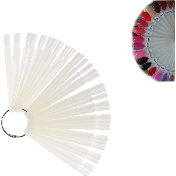 Neglefarve display sticks, salon neglefarve display sticks, manicure øvelse, vifteform, med metalring, 50 ark pr. pakke, naturlig farve Natural Color