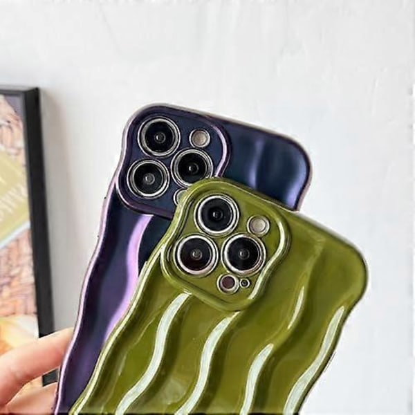 Caseative Skal för iPhone 13 Pro Max, Vattenvågsmönster Krullig Våg Ram Mjukt Kompatibelt med iPhone Skal (Grön, iPhone 13 Pro Max)