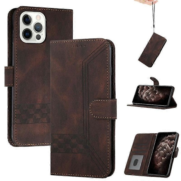 Cubic Skin Feel Flip Læder Telefon Cover til iPhone 13 Pro (Blå)