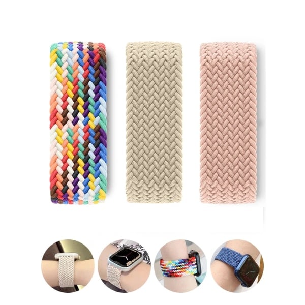 Flätat Solo Loop-armband för Apple Watch 44mm 45mm 42mm 40mm 38mm 41mm Ultra 49mm Armband correa iwatch Serie 9 SE 8 7 6 5 Rem Rainforest SS Rainforest SS