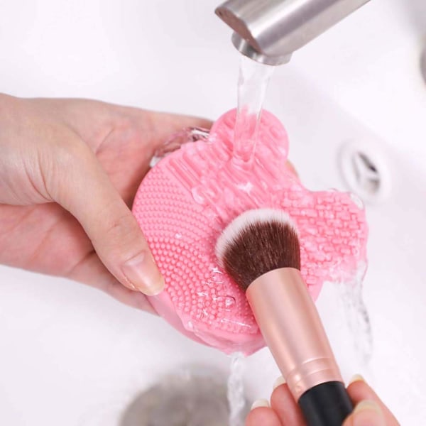 2 i 1 Makeup Børsterensnings-pude og Makeupbørste