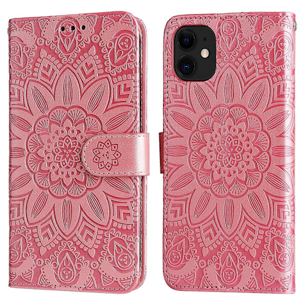 Präglat solrosläderfodral för iPhone 12 mini