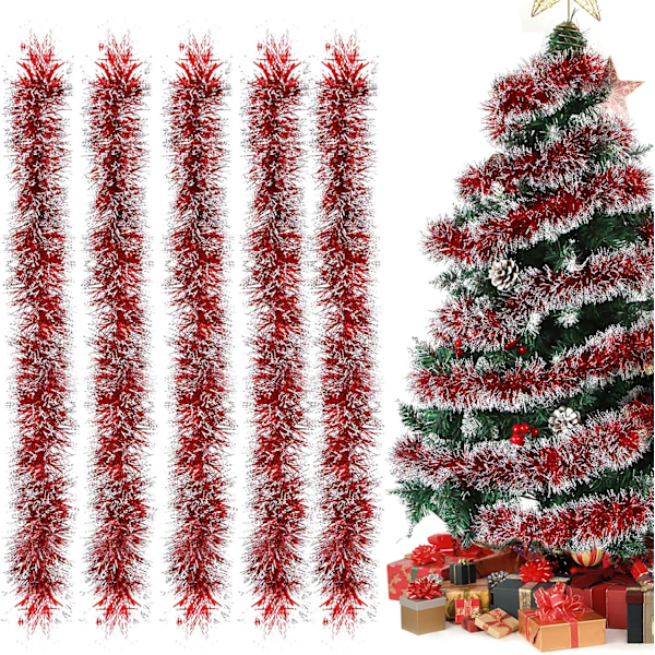 Julglitterkrans Röd, Set med 5 Julkransar