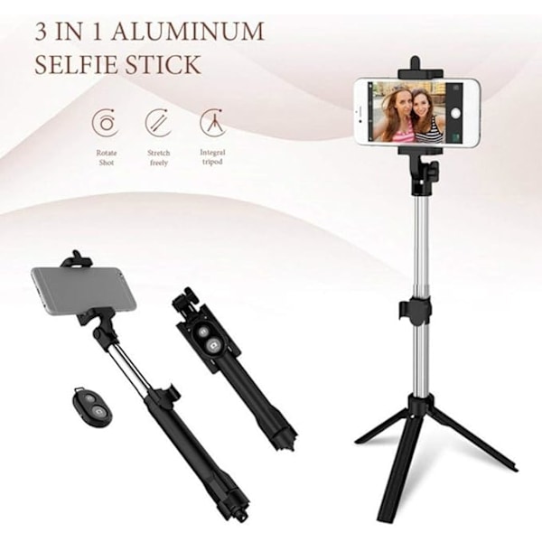 Trådløs Bluetooth Selfie Stick Håndholdt Foldbar Mini Tripod
