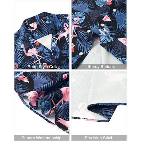 Miesten Havaiji-paita ja shortsit, normaali istuvuus, lyhythihainen, rento, hauska Flamingo-rantapaitasetti XX