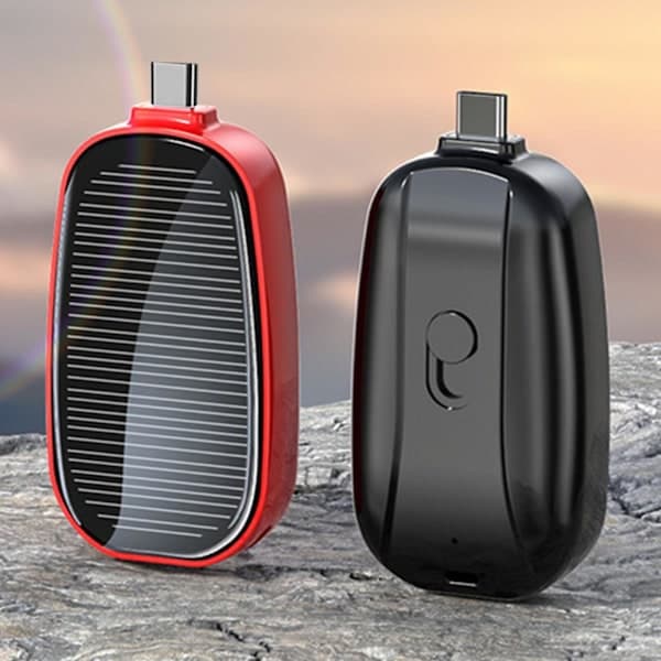 Mini solcelleoplader nøglering powerbank til mobiltelefon 1200mA Rød: Til Lightning Red: For Lightning