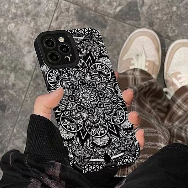 Skal för iPhone 16 Pro Max Mörkt Totem Mönster PU Läder+TPU Baksida