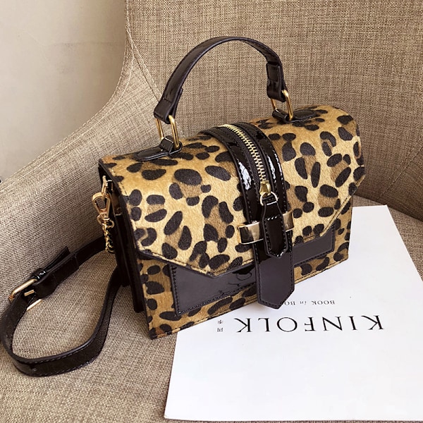 Allsidig Skuldertaske Messenger Mode Kvinder Firkantet Taske leopard print
