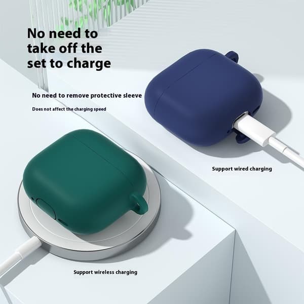 AirPods 4 Cover med karabinhage Silikone Sort