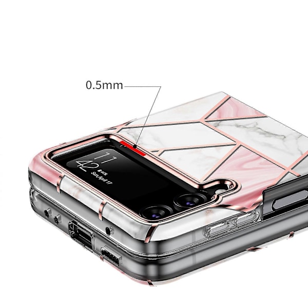Marmorikuvioinen suojakotelo Samsung Galaxy Z Flip 4:lle, pinnoitettu pehmeä TPU iskunkestävä suojakuori
