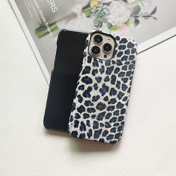 Leopardmönstrat Skal för iPhone 14 Pro Max PC+PU Läder (Ej Fullständig Täckning)