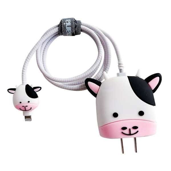 Søtt tegneserie laderbeskyttelsesetui - Kompatibel for iPhone 18W 20W USB-C strømadapter og Lightning-kabel
