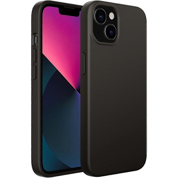 Silikonskal Kompatibelt med iPhone 13 6.1 tum, Silkeslen Fullständigt Kroppsskydd, Mjukt Mikrofiberfoder, Stötsäkert (Svart)