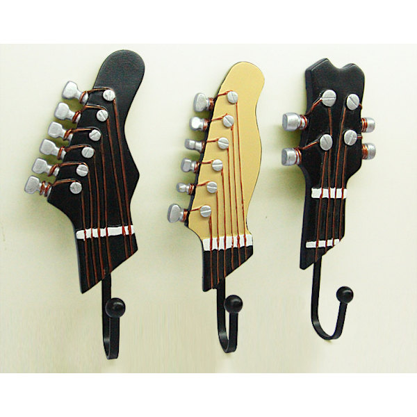 3 stk. Henger Håndklekrok Veggmontert Gitarform Vintage Harpikskrok