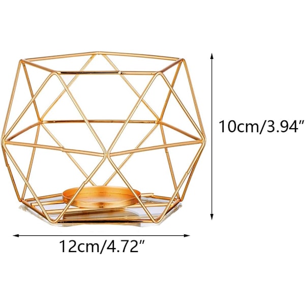 Sæt med 2 Gyldne Lysestager i Geometrisk Design