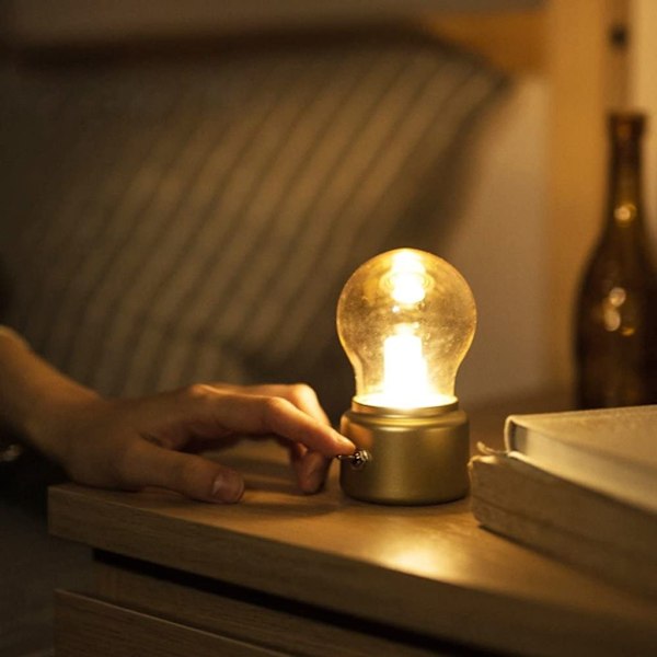 Mini LED bordslampa med USB-laddningskabel Guld