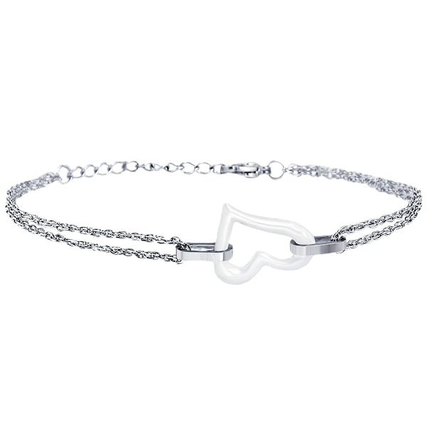 Mode Ferskenhjerte Zirconia Rustfrit Stål Armbånd white