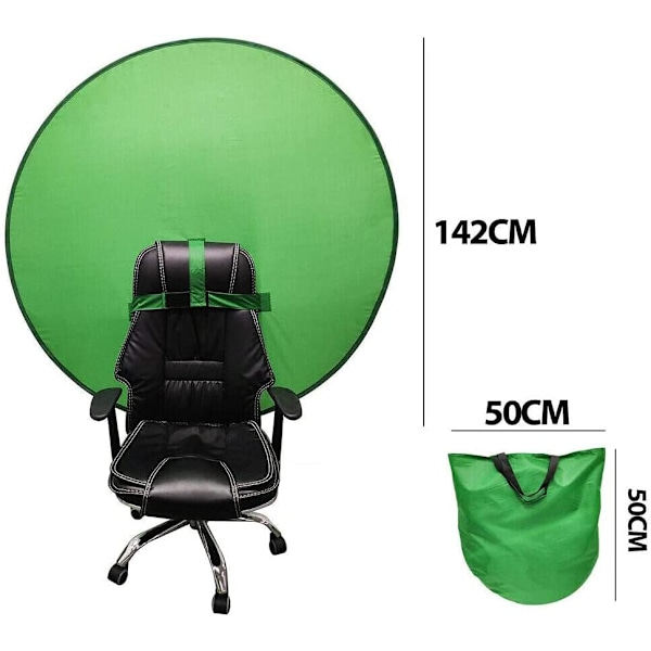Vihreä tausta, vihreä tausta kuvaamiseen, taitettava tausta, halkaisija 142 cm, kantokassin kanssa