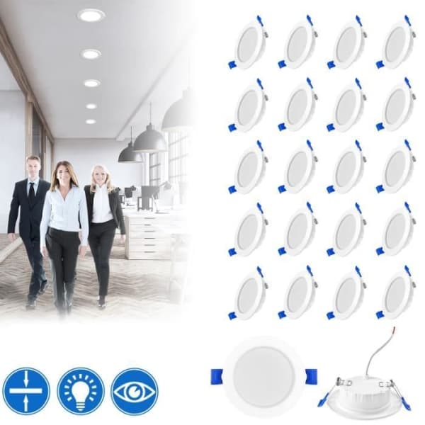 YRHOME 20x5W LED downlight innfelt taklampe kald hvit spotlight