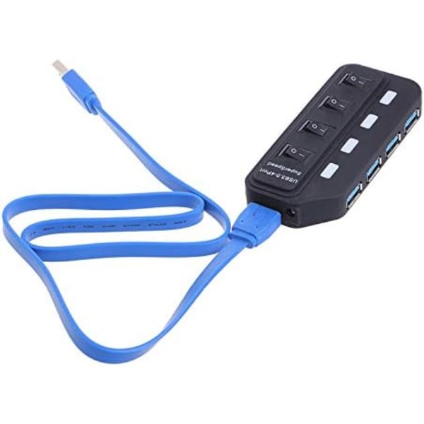 Splitter, højhastigheds 4-port USB 3.0 hub med kontaktindikator