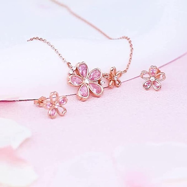 Kirsebærblomst Halskæde Pink Blid Fe-charm Kirsebær