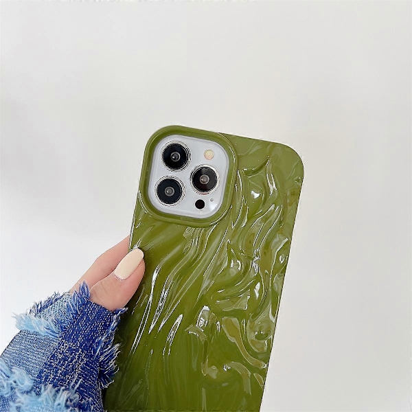 För iPhone 14 Pro Plisserad Design Glansigt Mobilskal Mjukt TPU Baksida Skyddande Skal