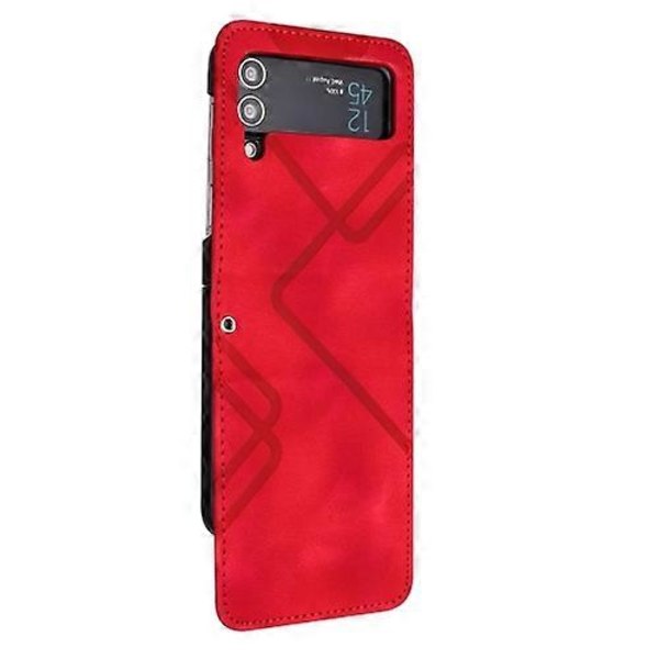For Samsung Galaxy Z Flip4 Linjemønster Hudfølelse Lær Telefondeksel