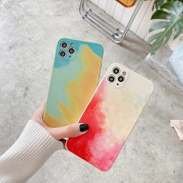För iPhone 12 Vattenfärg TPU Mjukt Stötsäkert Skyddsfodral (Vårkörsbär)