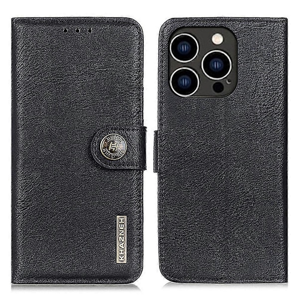 iPhone 16 Pro Lompakkokotelo Lehmännahkakuvioinen Nahkainen Puhelinkotelo