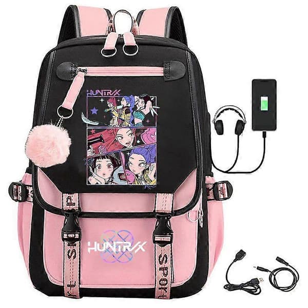 Kpop Demon Hunters Skolväska Student Tonåringar Flickor Ryggsäck Utomhus Resa Söt Tecknad Tryck Väska E E