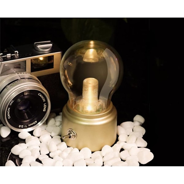 Mini LED bordslampa med USB-laddningskabel Guld