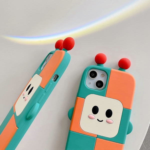 iPhone 13 Pro Max Kawaii Skal 3D Tecknad Söt Robot Skal Mjukt Silikon Unikt Roligt Skyddsfodral för Kvinnor Flickor Slimmad Passform