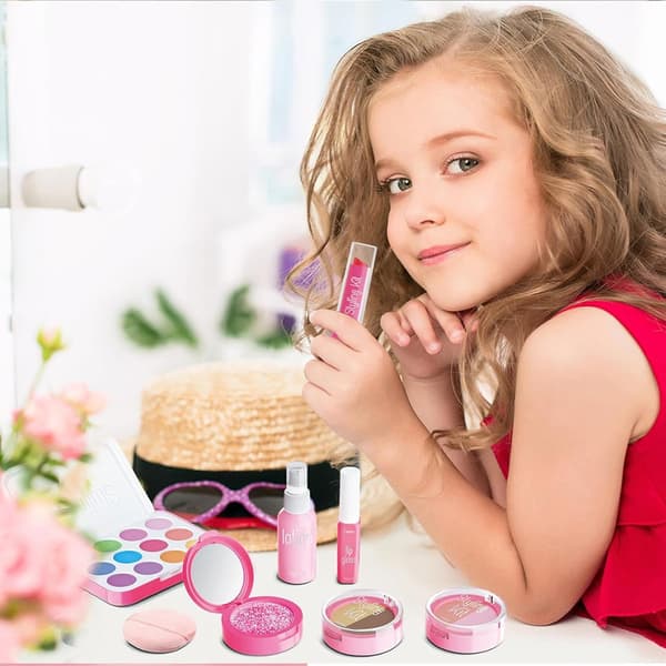Falsk Makeup | Makeup Sæt | Børns Lade-som-om Makeup Sæt til Små Piger, Falsk Legetøjs Makeup Sæt til Børn Piger