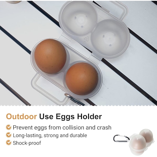 2 Ruten Eggbeholder, Eggoppbevaringsboks i Plast med Støtsikker Beskyttelse, Bærbar Eggbrettdispenser